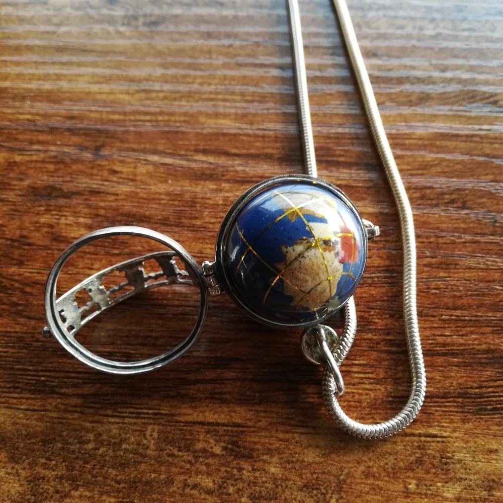 Funky Globe Pendant on Silver Chain